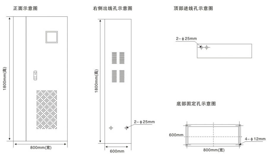 5KW~15KW單相應急電源產品尺寸圖