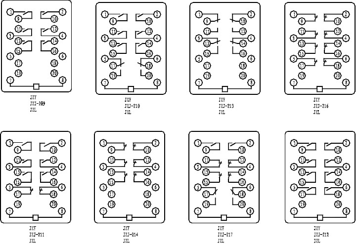 JZJ-207,JZY-207中間繼電器接線圖圖