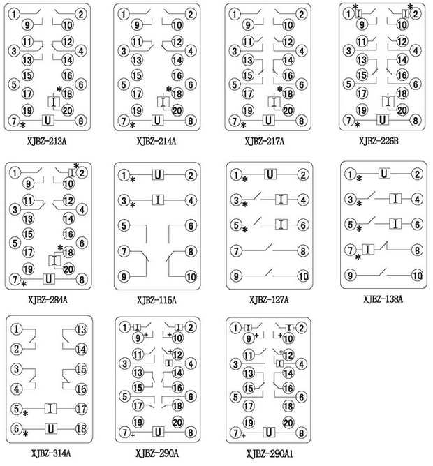 XJBZ-115A防跳中間繼電器內部接線圖