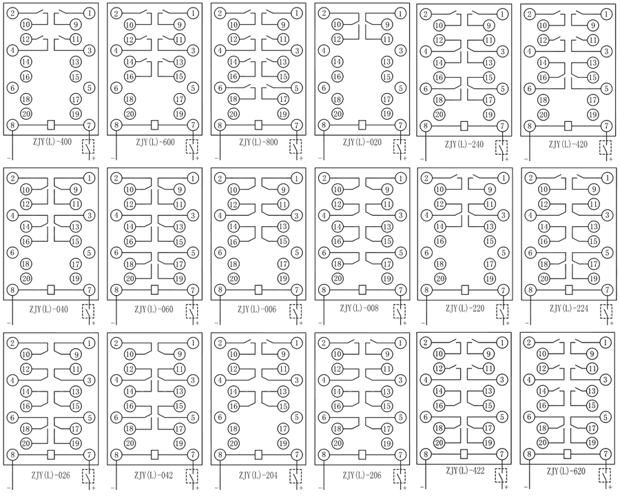 ZJL-060電流型中間繼電器內部接線圖