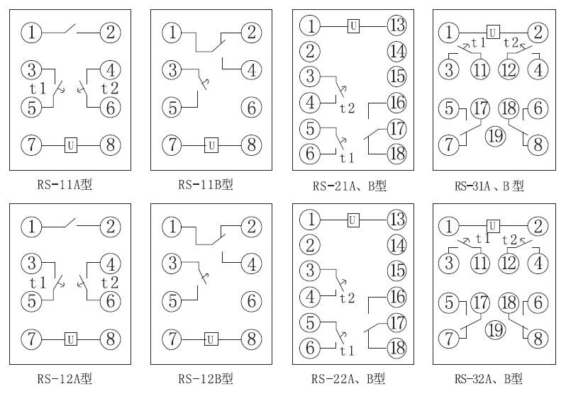 RS系列時間繼電器內部接線圖