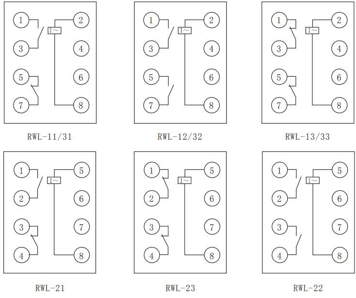 RWL系列無輔源電流繼電器內(nèi)部接線圖