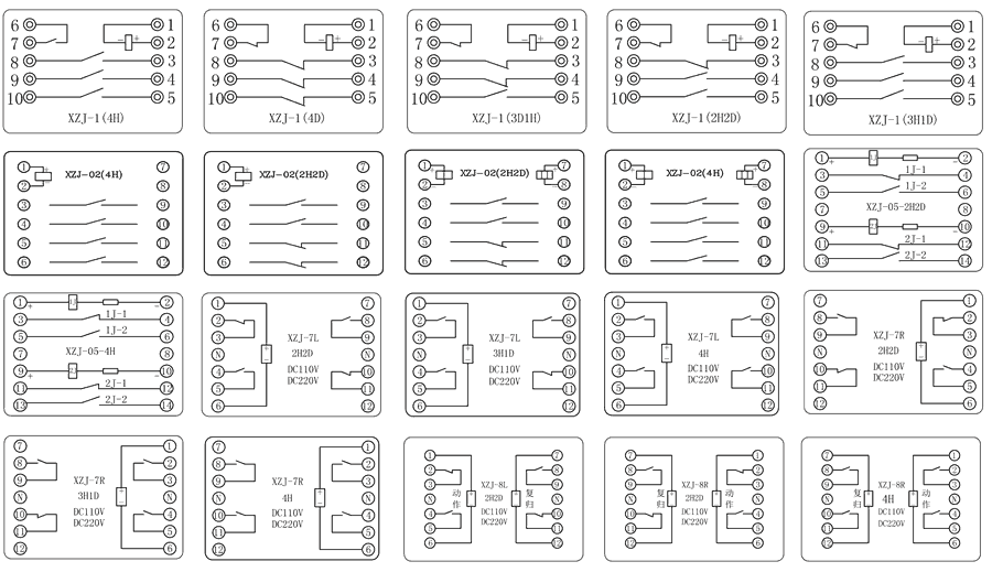 XZJ-1-3H1D/DC110V內部接線圖