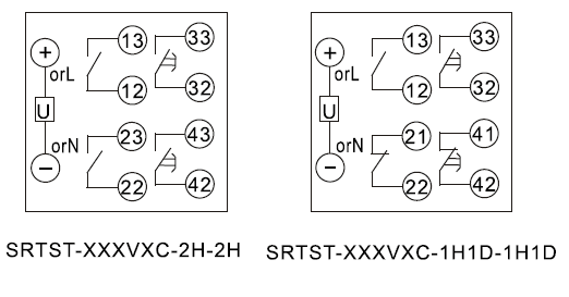 SRTST-220VAC-2H-2H-A內部接線圖