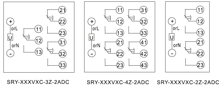 SRY-220VAC-3Z-2ADC內部接線圖